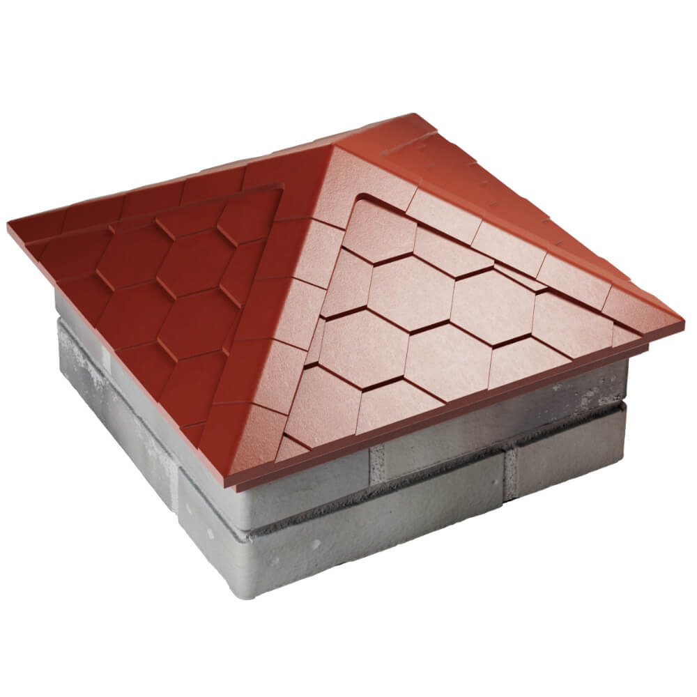 Колпак Zking Эверест Красный на столб 1.5х1.5 кирпича (390х390мм) в Тамбове фото