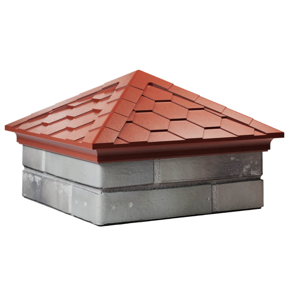 Колпак Zking Эверест Красный на столб 1.5х1.5 кирпича (390х390мм) в Тамбове фото