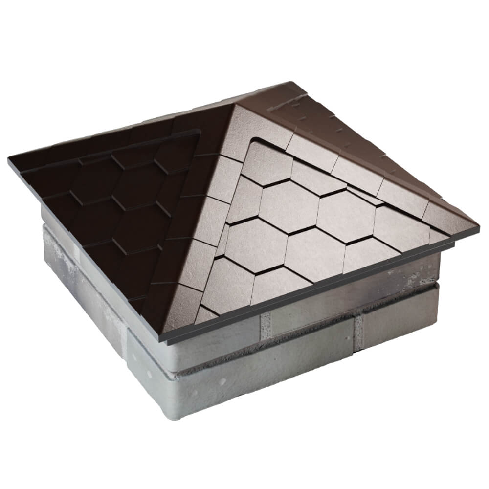 Колпак Zking Эверест Коричневый на столб 1.5х1.5 кирпича (390х390мм) в Тамбове фото