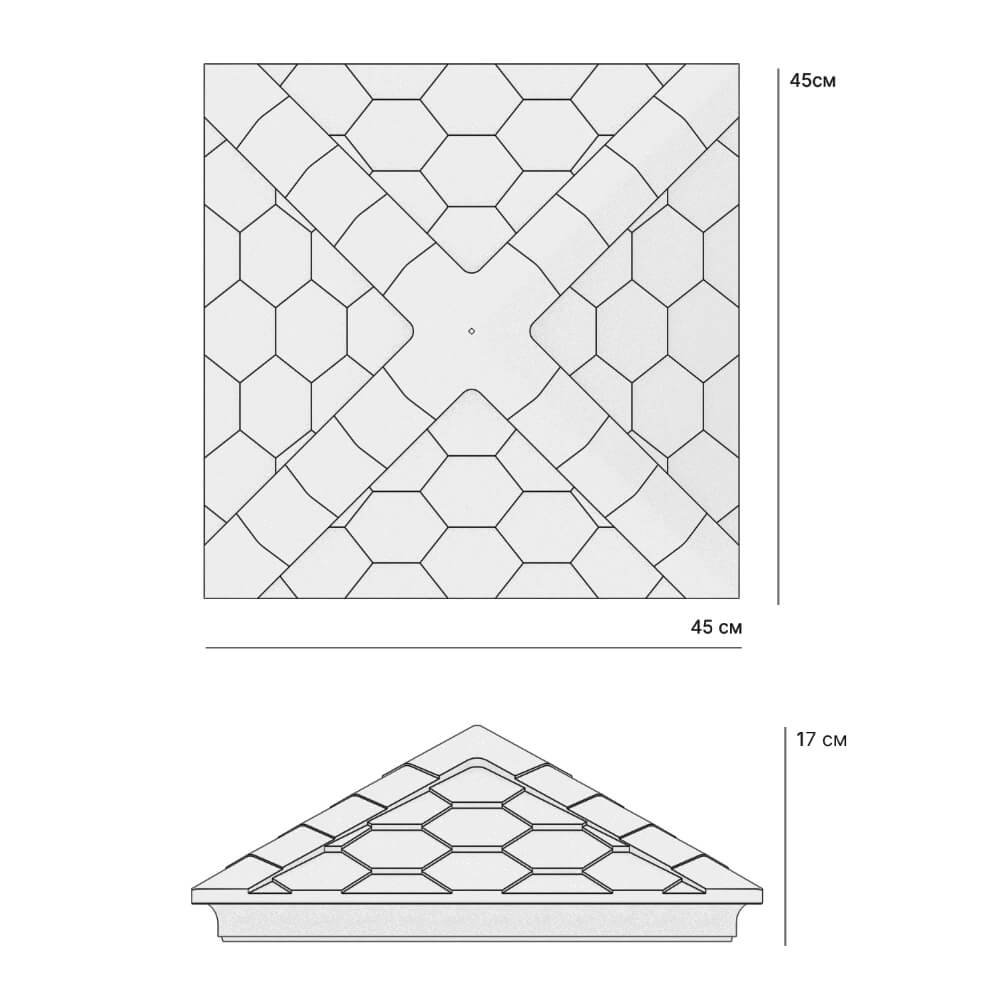 Колпак Zking Эверест Серый на столб 1.5х1.5 кирпича (390х390мм) в Тамбове фото