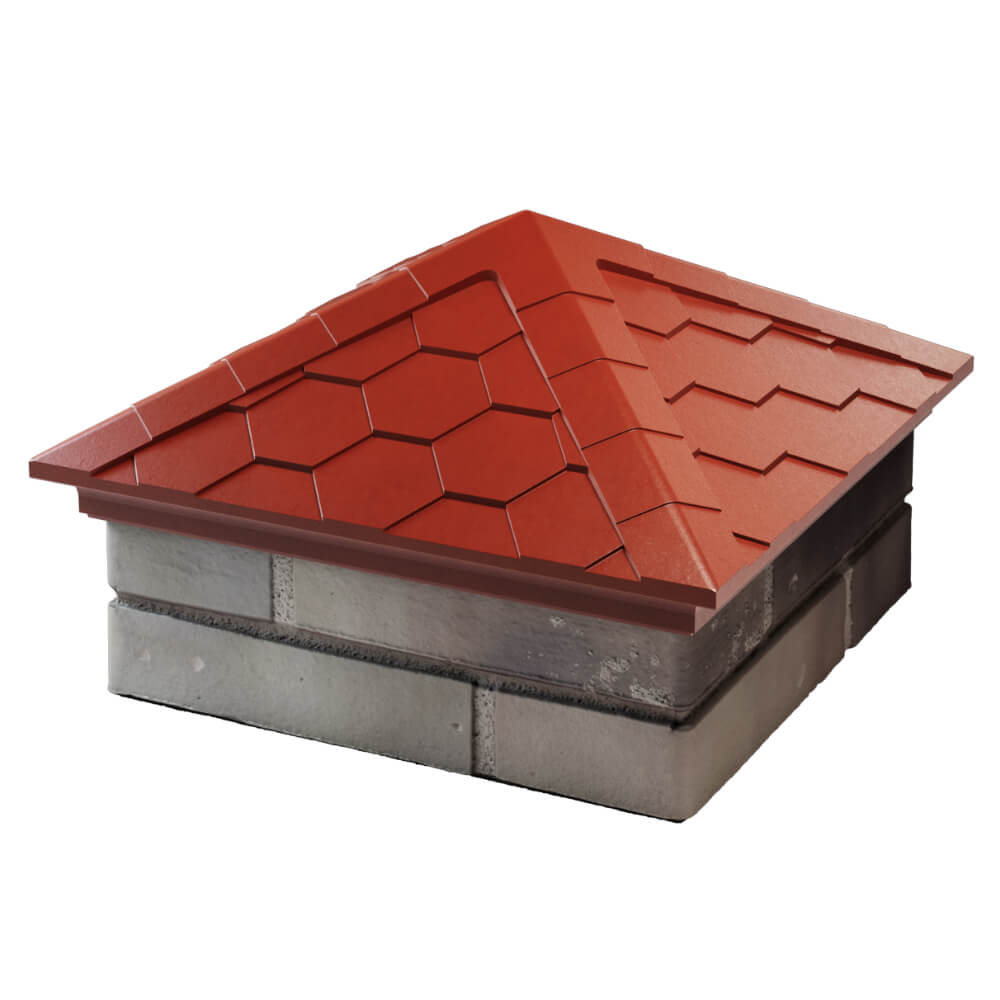 Колпак Zking Эверест Красный на столб 1.5х1.5 кирпича (390х390мм) в Тамбове фото