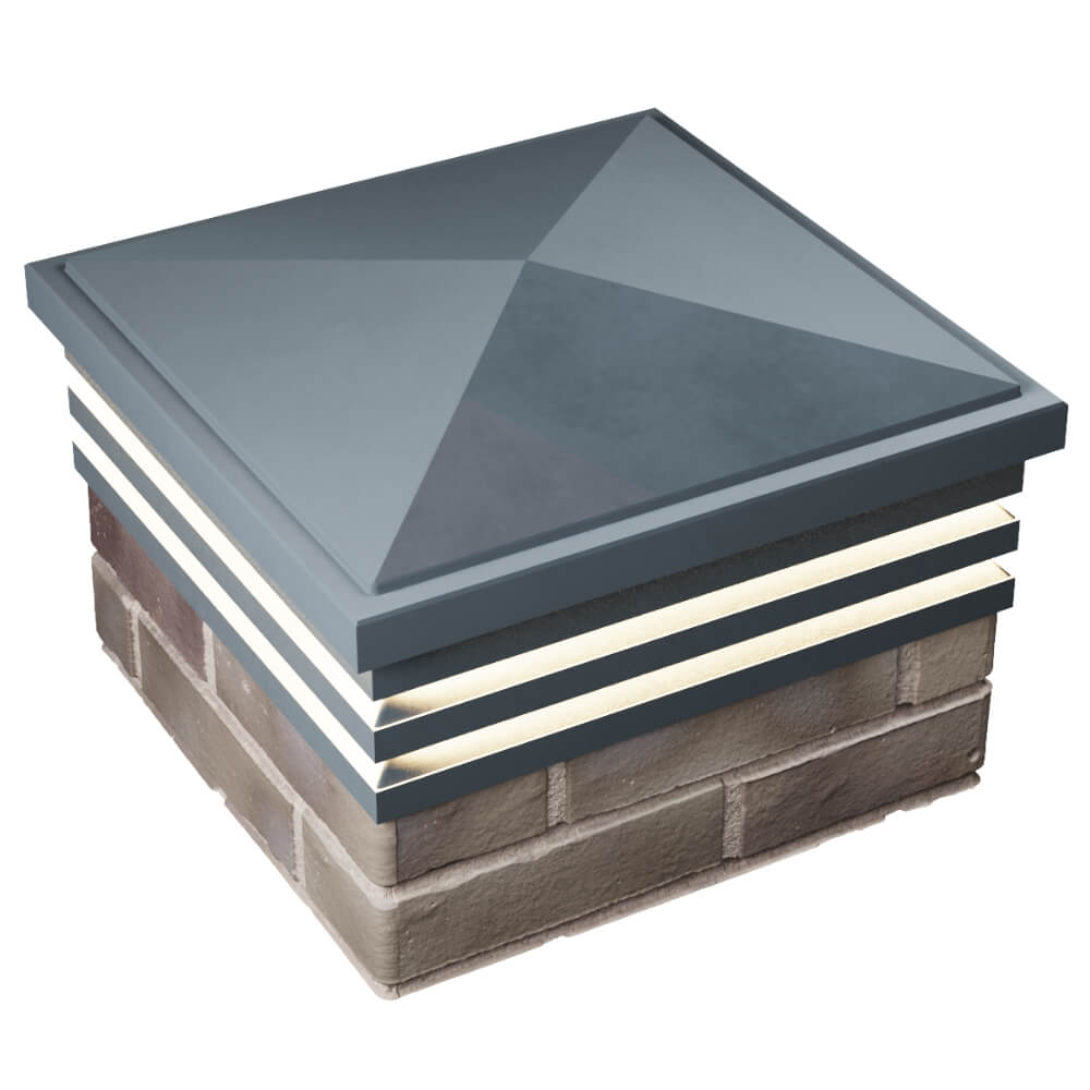 Колпак Zking Бона ХайТек Серый на столб 1.5х1.5 кирпича (385х385мм) с подсветкой в Тамбове фото