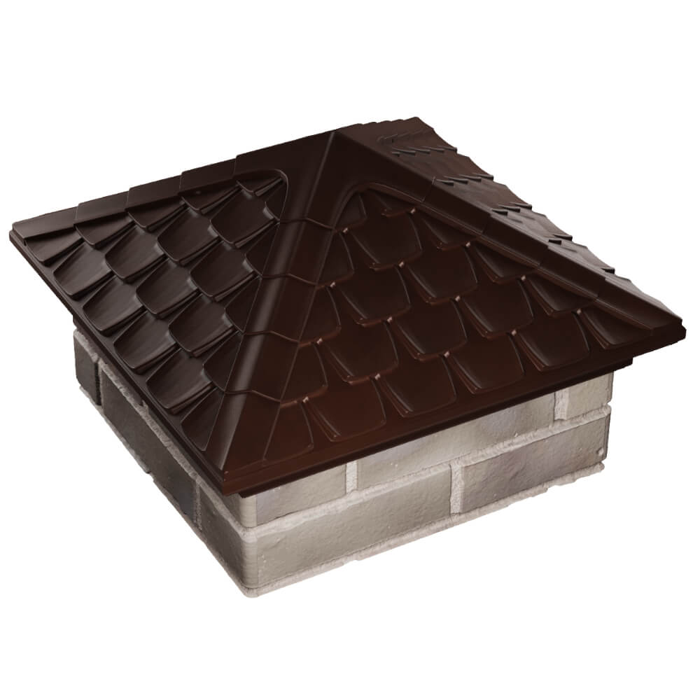 Колпак Zking Эльбрус Коричневый на столб 1.5х1.5 кирпича (385х385мм) в Тамбове фото