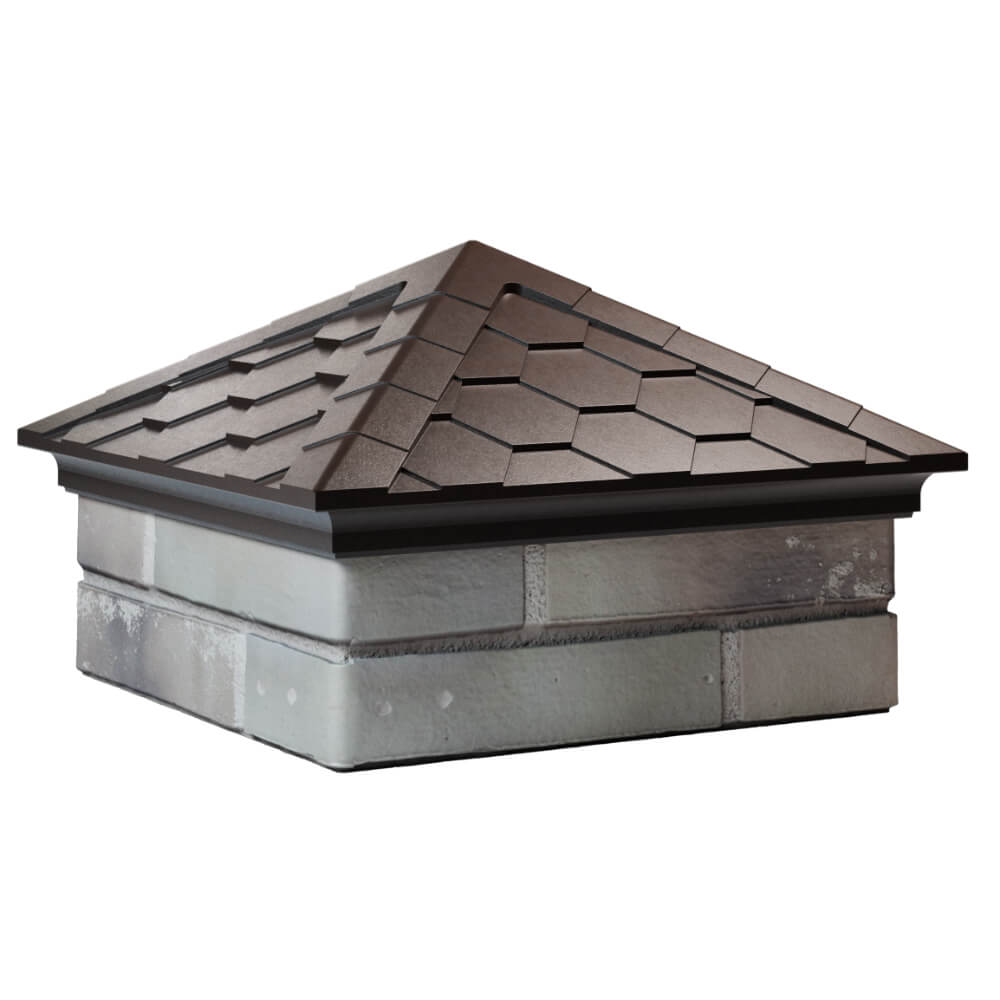 Колпак Zking Эверест Коричневый на столб 1.5х1.5 кирпича (390х390мм) в Тамбове фото