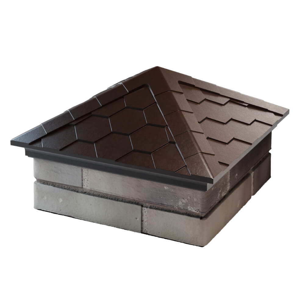 Колпак Zking Эверест Коричневый на столб 1.5х1.5 кирпича (390х390мм) в Тамбове фото